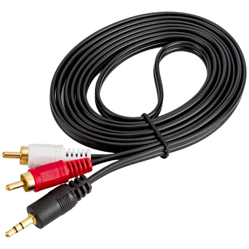 Аудио кабель ExeGate EX-CCA-458-2.0 3.5mm Jack M 2xRCA M, 2м, позолоченные контакты 225927