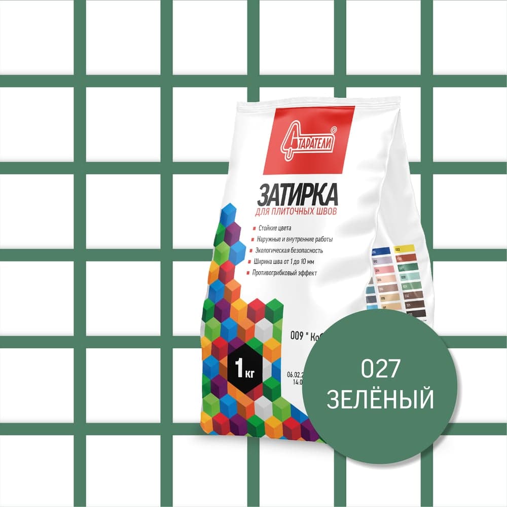 Затирочная смесь для плиточных швов Старатели 1 кг, зелёный 027 3277/3513