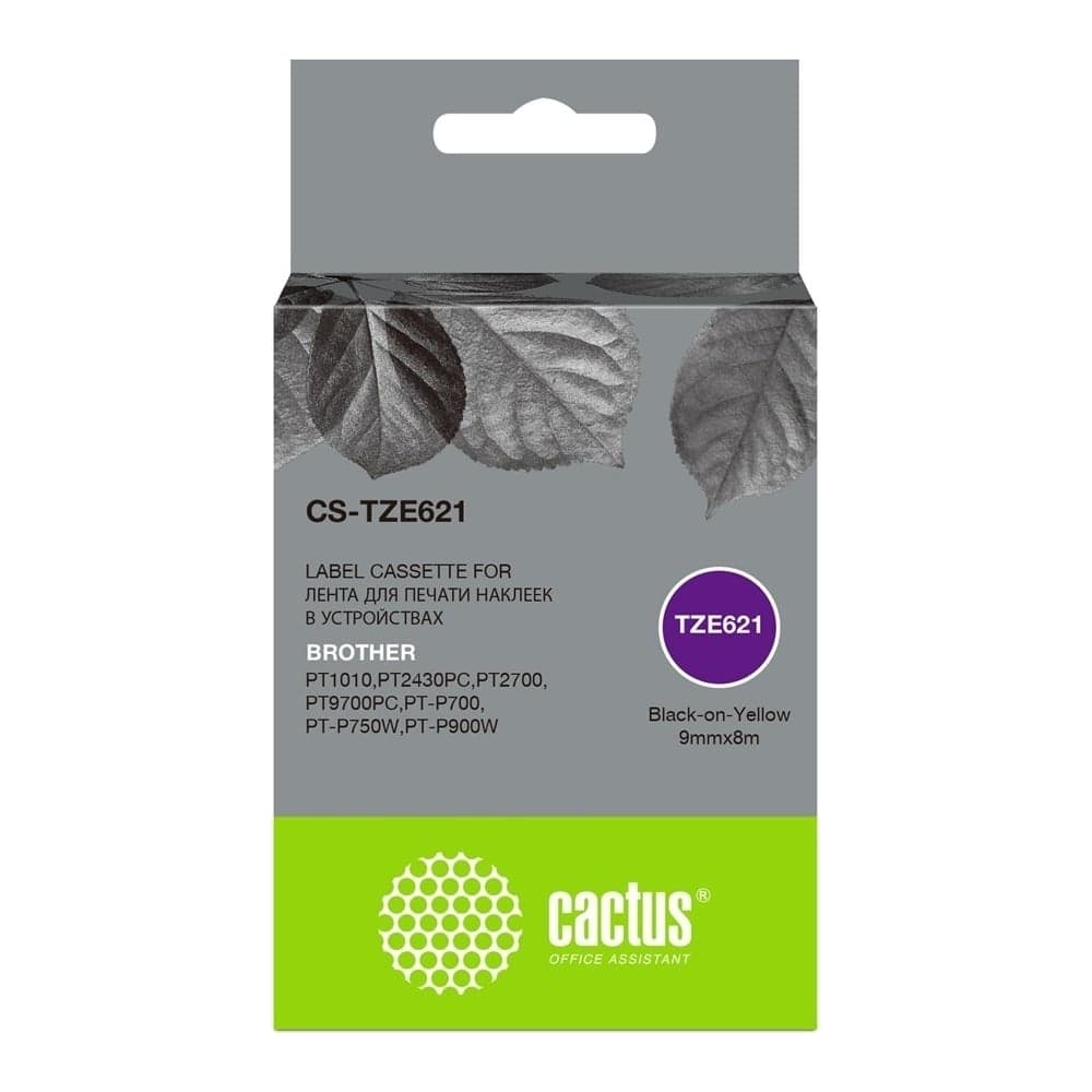 Ленточный картридж CACTUS CS-TZE621 TZe-621 черный, для Brother 1010/1280/1280VP/2700VP 1449590