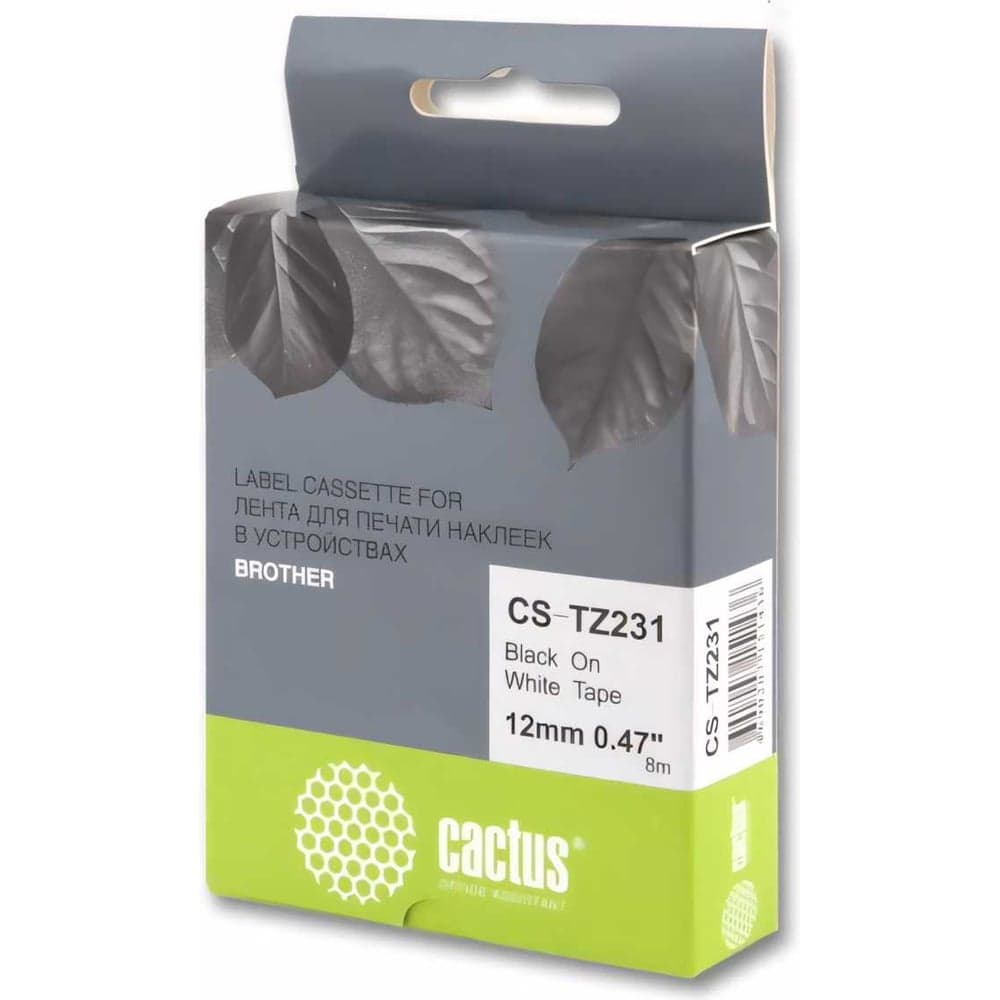Ленточный картридж Cactus tze-231 черный, для brother 1010/1280/1280vp/2700vp CS-TZ231