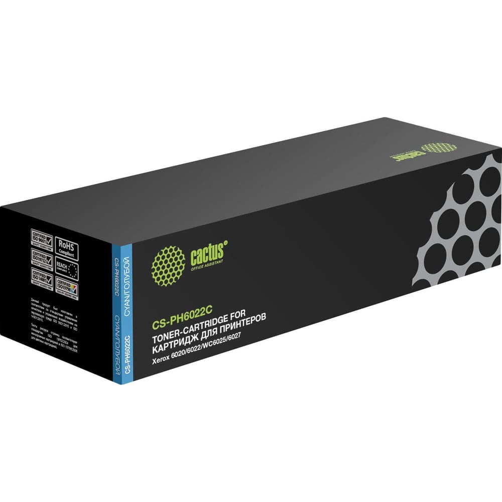 Лазерный картридж Cactus 106r02760 голубой, 1000 страниц, для xerox phaser 6020/6022/wc6025/6 CS-PH6022C 326427