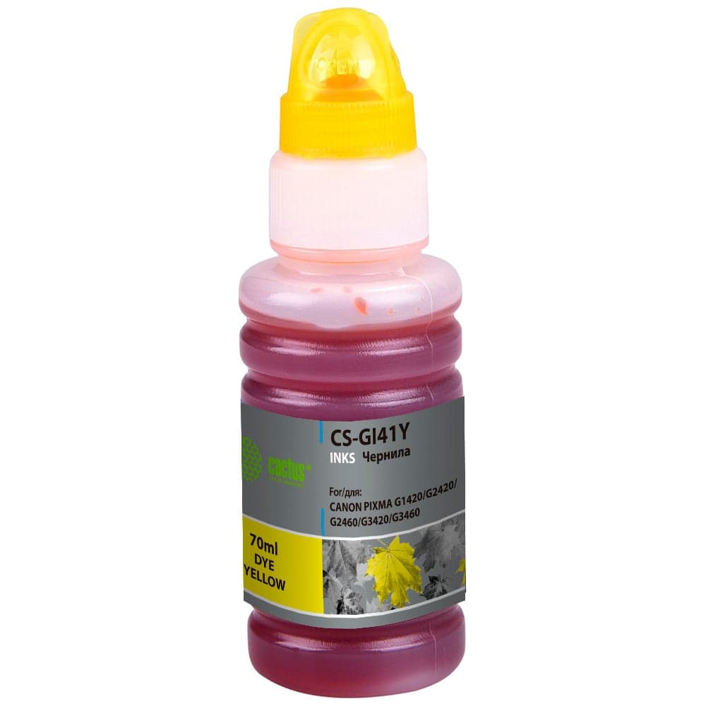 Чернила Cactus gi-41 y желтый 70мл для canon pixma g1420/g2420/g2460/g3420/g3460 CS-GI41Y 1545866