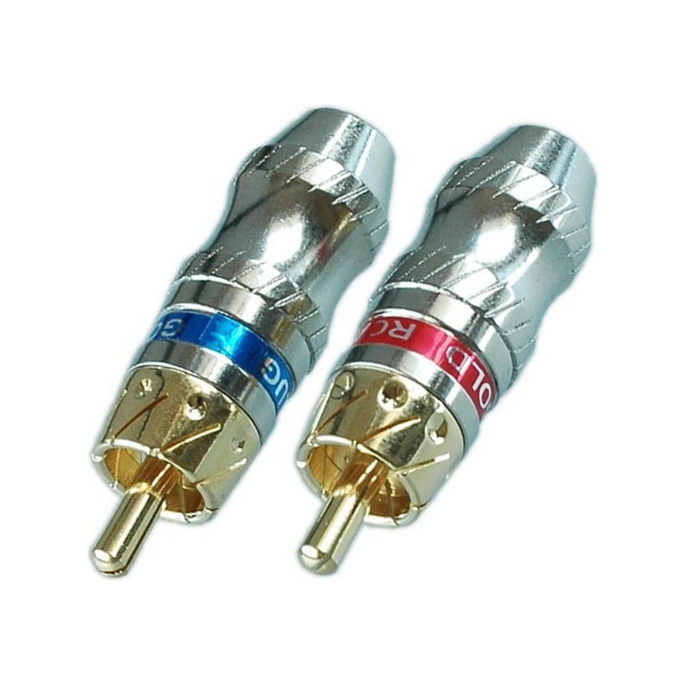 Разъем RCA штекер Pro Legend металл на кабель, красный и синий, Gold, PL2163