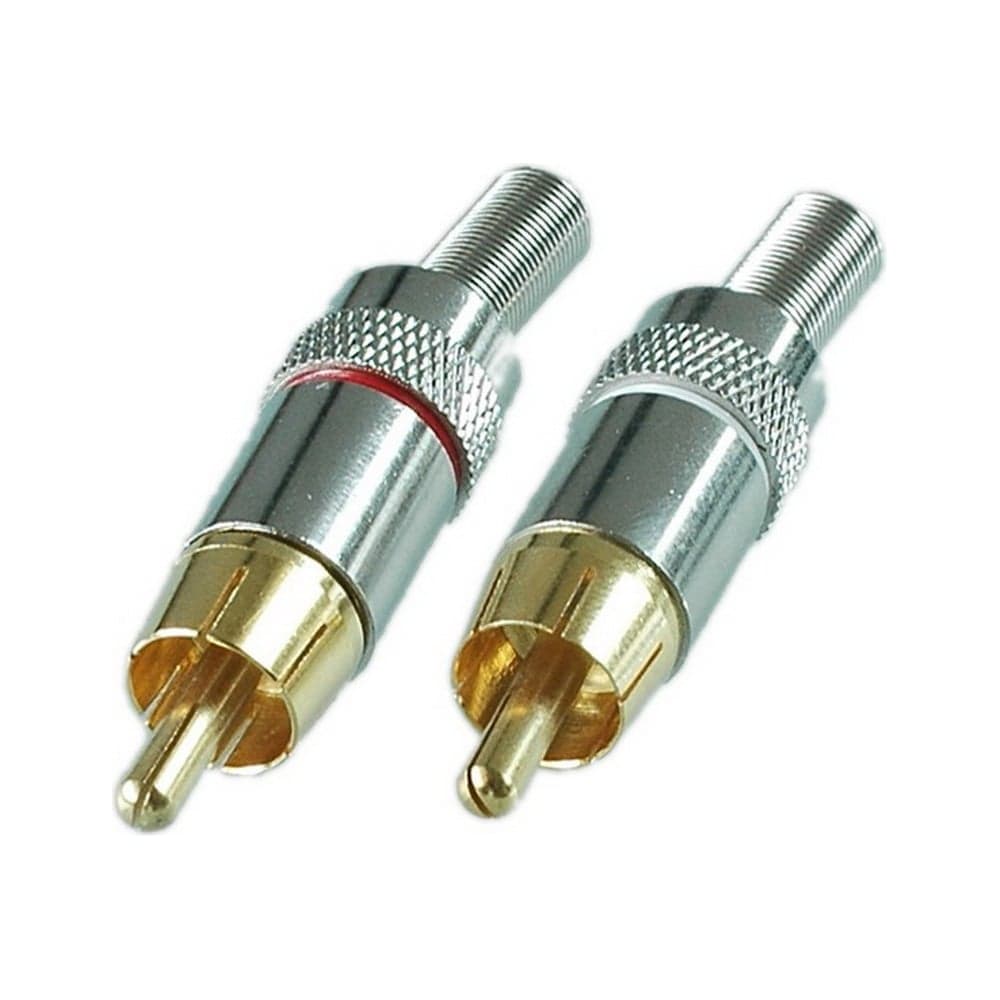 Разъем RCA штекер Pro Legend металл на кабель, красный и белый, Gold, PL2167