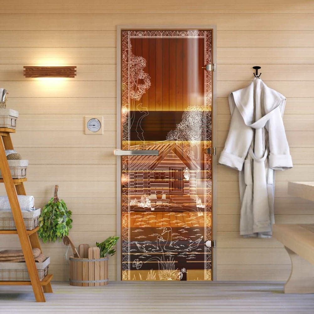 Дверь для бани DoorWood Банька в лесу бронза, 1800x700 мм УТ-00014698