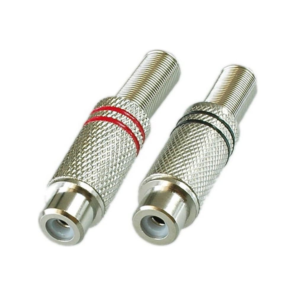 Разъем RCA гнездо Pro Legend металл на кабель, пайка, красный и черный 2 полосы, PL2158
