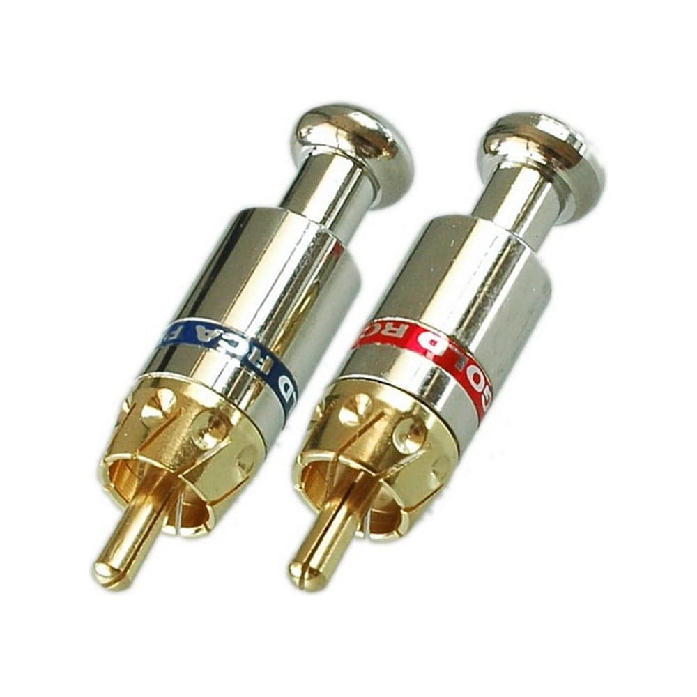 Разъем RCA штекер Pro Legend металл на кабель, красный и синий, Gold, PL2165