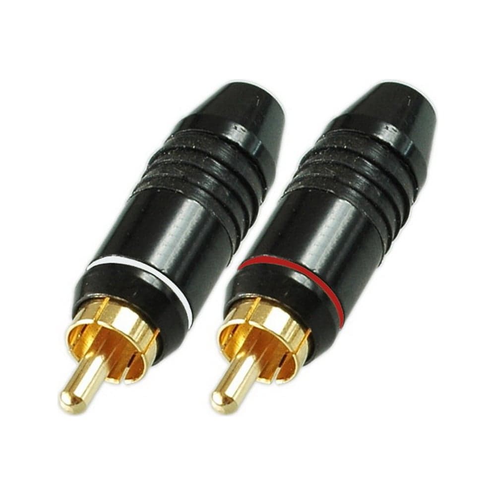 Разъем RCA штекер Pro Legend металл на кабель, красный и белый Nakamichi 47мм, Gold PL2160