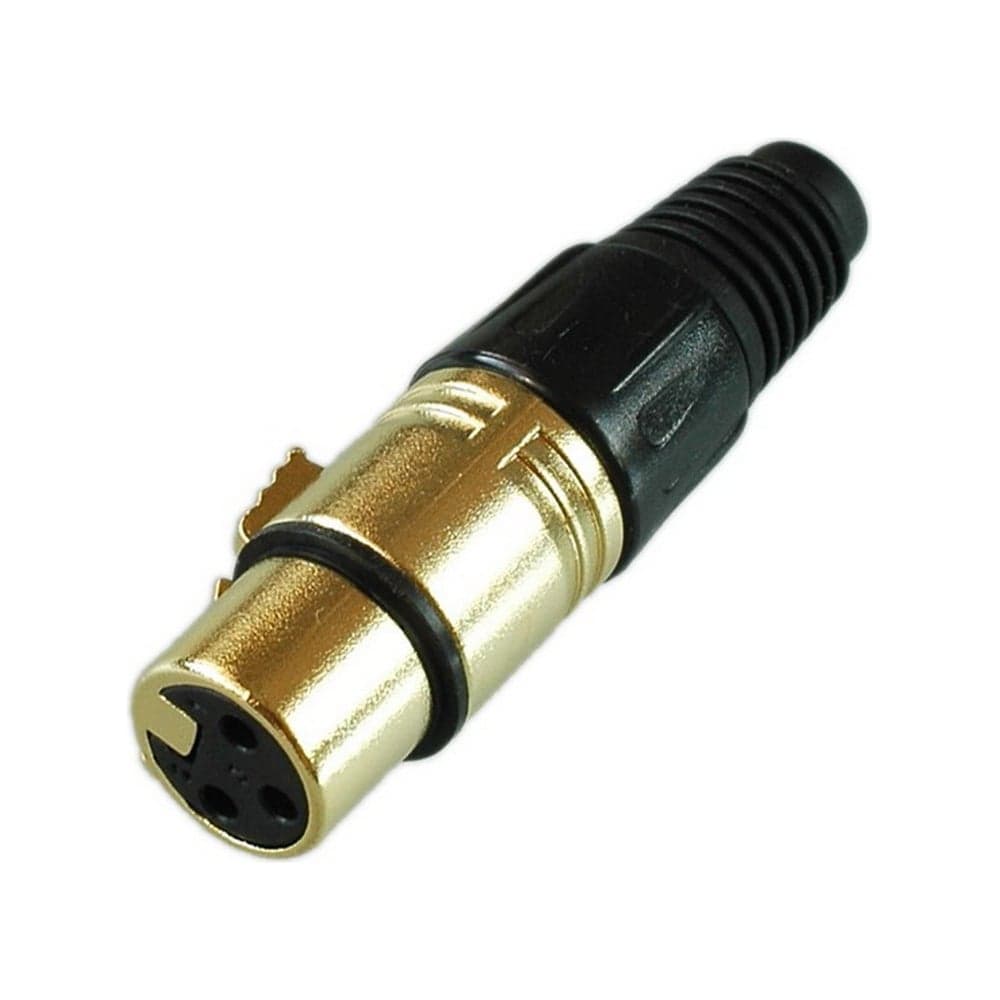 Разъем XLR 3P гнездо Pro Legend металл цанга на кабель, черный, Gold, PL2185