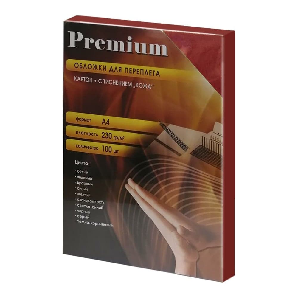 Обложки Office Kit А4, кожа, красные, 100 шт. CRA400230