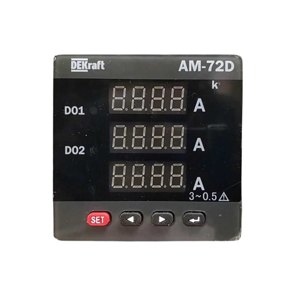 Амперметр цифровой Dekraft АМ-72D, 72x72 мм, трехфазный, вход 1 А, LED-дисплей 50312DEK