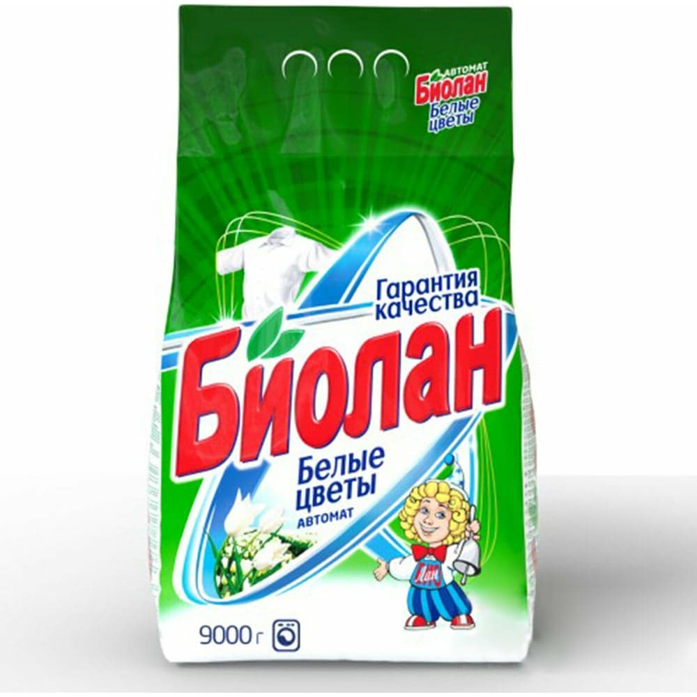 Стиральный порошок автомат БИОЛАН 9 кг, Белые цветы 608516