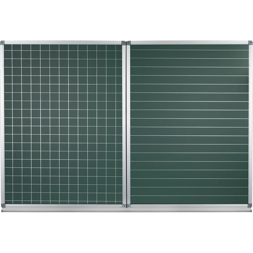 Магнитная доска для мела Staff 3-х элементная, 100x150/300 см, дополнительная линия/клетка, зеленая 238011
