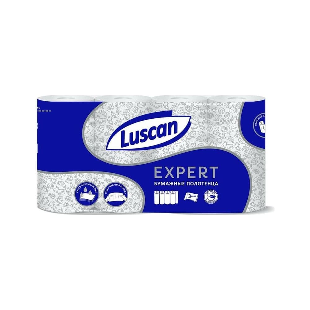 Бумажные полотенца Luscan Expert 3 слоя, с тиснением и перфорацией, 4 шт/уп 1574573