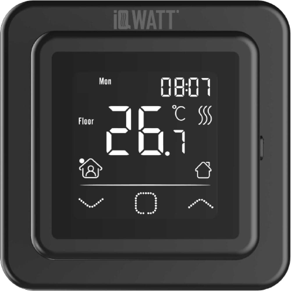 Терморегулятор для теплого пола IQWATT IQ THERMOSTAT SMART HEAT программируемый, черный 409