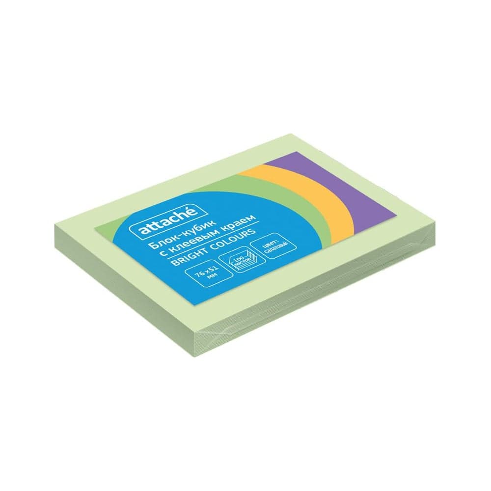 Стикеры Attache Bright colours 76x51 мм пастельные салатовые 1 блок, 100 листов 1495400