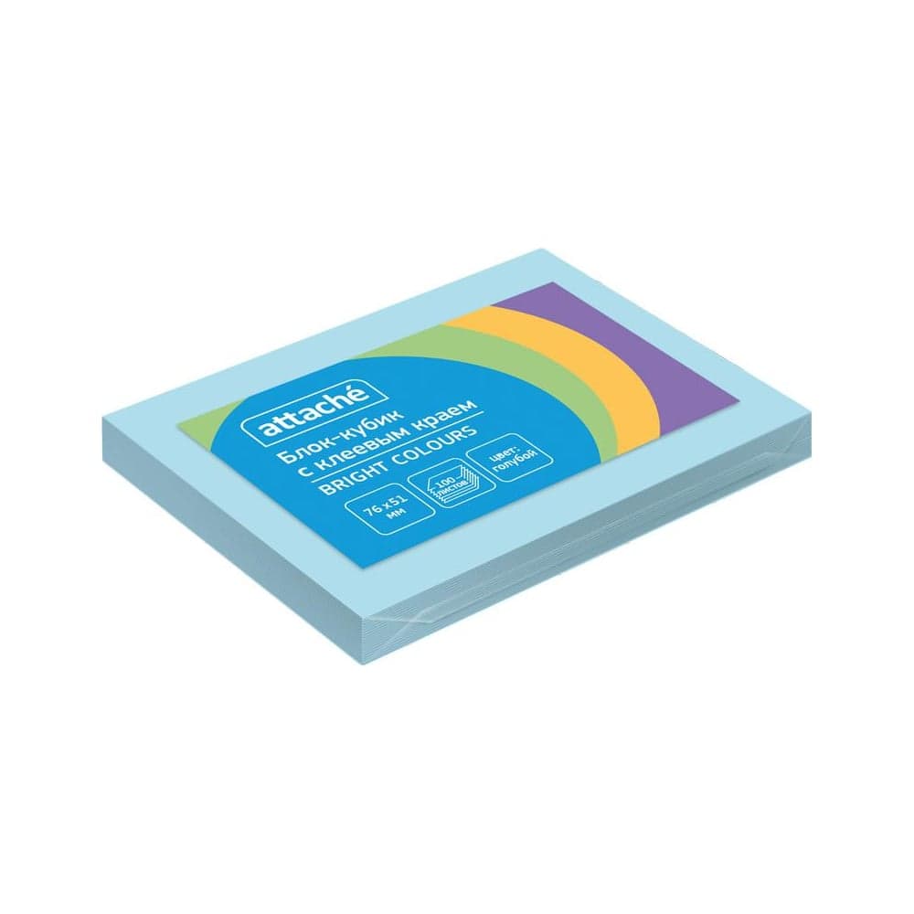 Стикеры Attache Bright colours 76x51 мм пастельные голубые 1 блок, 100 листов 1495397