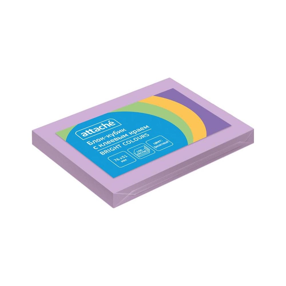 Стикеры Attache Bright colours 76x51 мм пастельные фиолетовые 1 блок, 100 листов 1495401