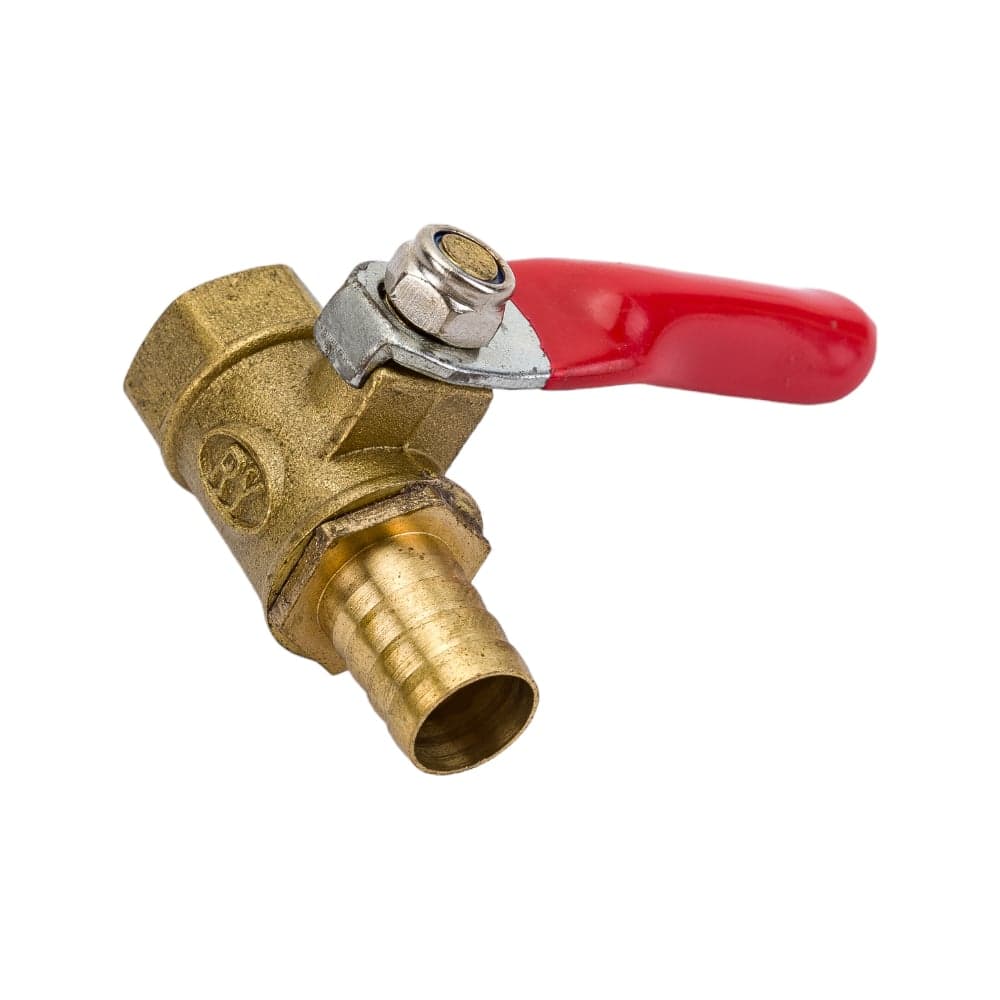 Кран шаровый внутренняя резьба 1/4"M на елочку 10 мм, латунь Pegas pneumatic 4418