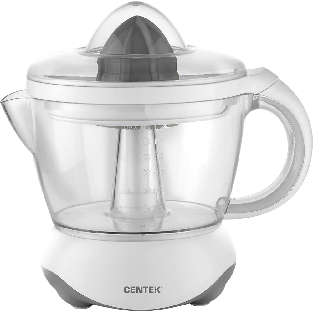Соковыжималка для цитрусовых Centek 1.2 л, 40 Вт, прозрачный корпус, съёмный кувшин, 2 насадки CT-1232