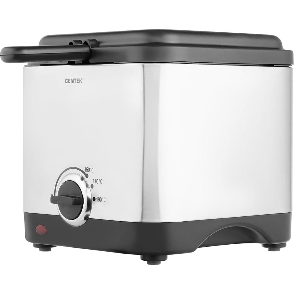 Фритюрница Centek 900 Вт, объём 1,5 л, чаша - антипригарная, стальной корпус, окно CT-1430