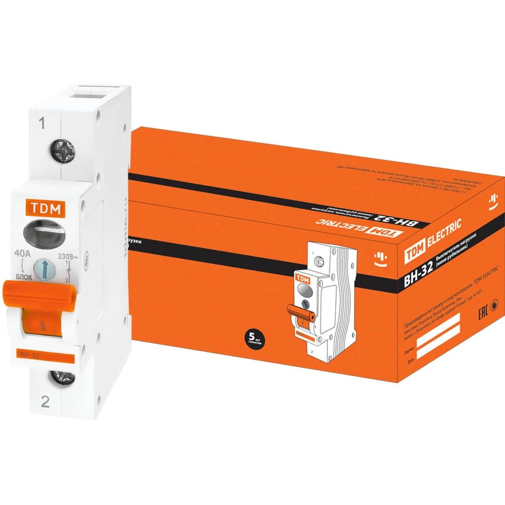 Выключатель нагрузки мини-рубильник TDM ELECTRIC ВН-32 1P 40A SQ0211-0005
