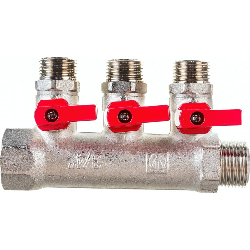 Коллектор никелированный с вентилями (3/4"; 3 х 1/2") Valtec VTc.560.N.0503 74970 - 61