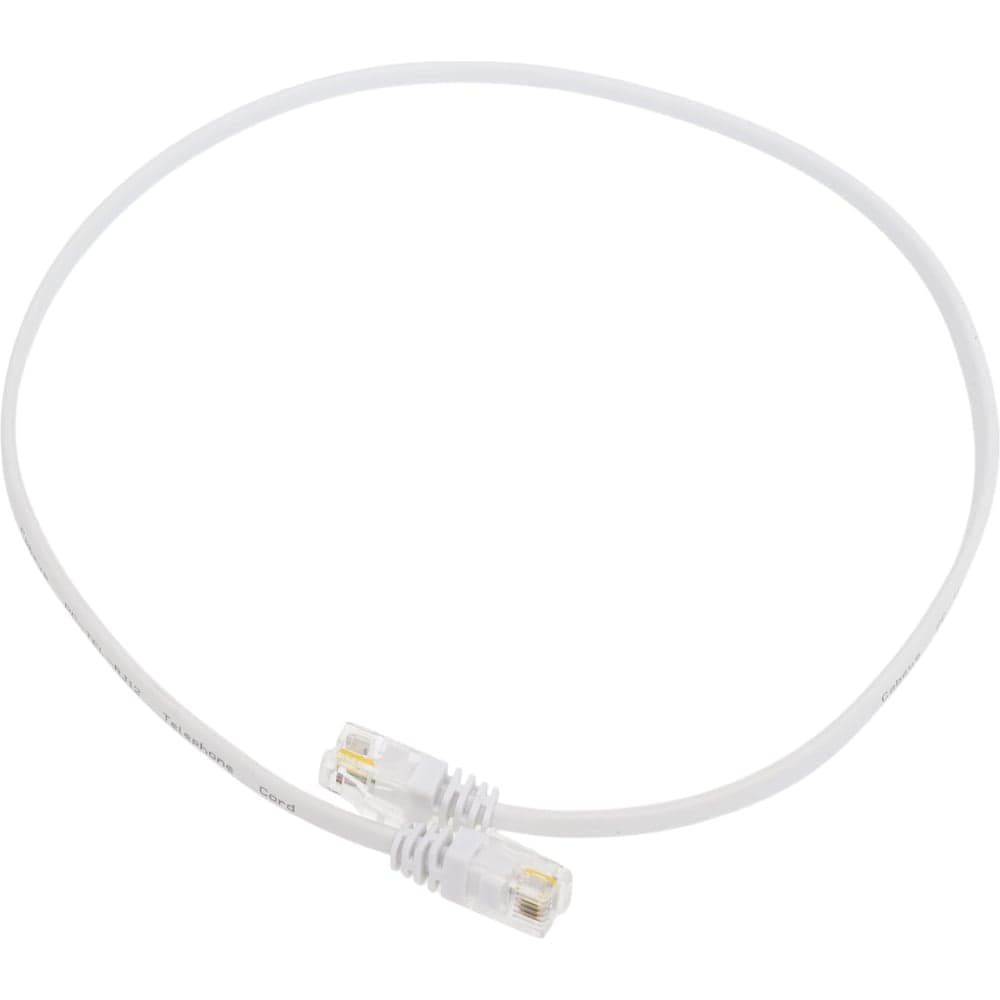Телефонный патч-корд Cabeus 2x6р4с, белый, PVC, 0.5 м PC-TEL-RJ12-0.5m
