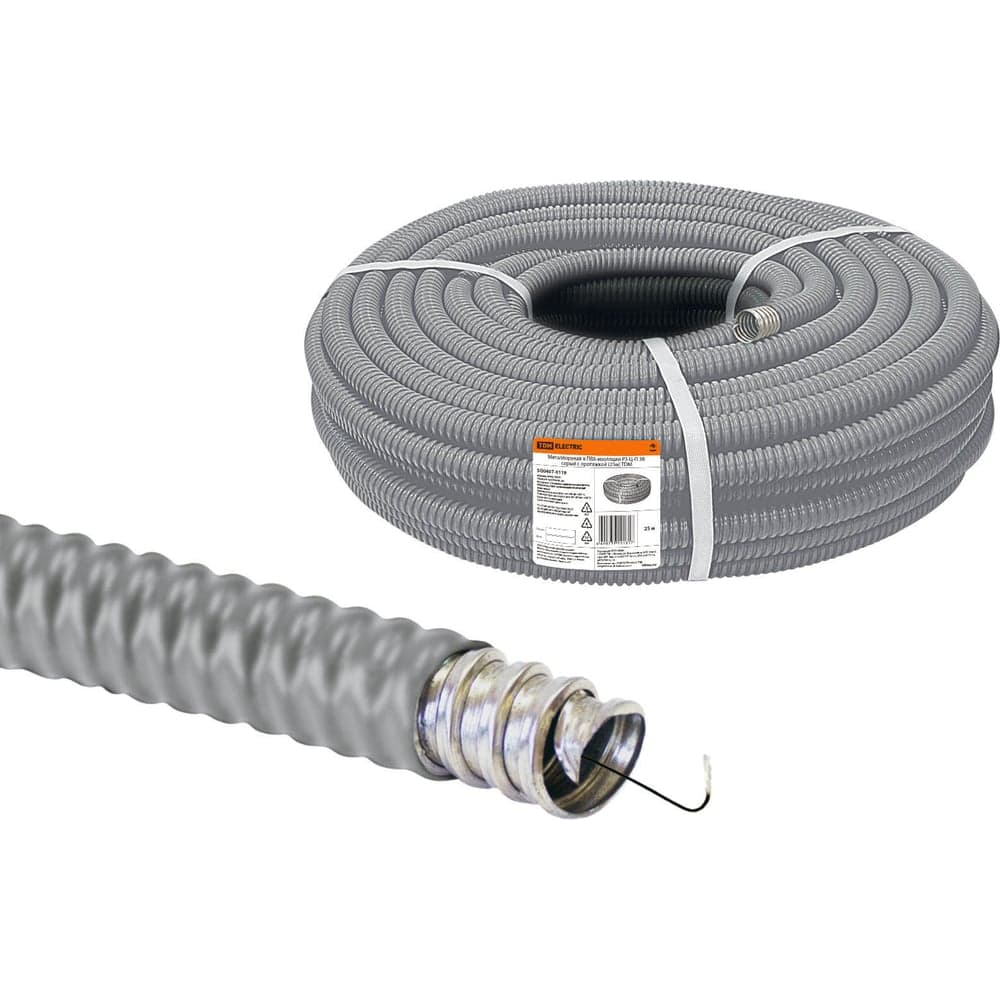 Металлорукав в ПВХ-изоляции TDM ELECTRIC РЗ-Ц-П 38 серый 25м SQ0407-0119