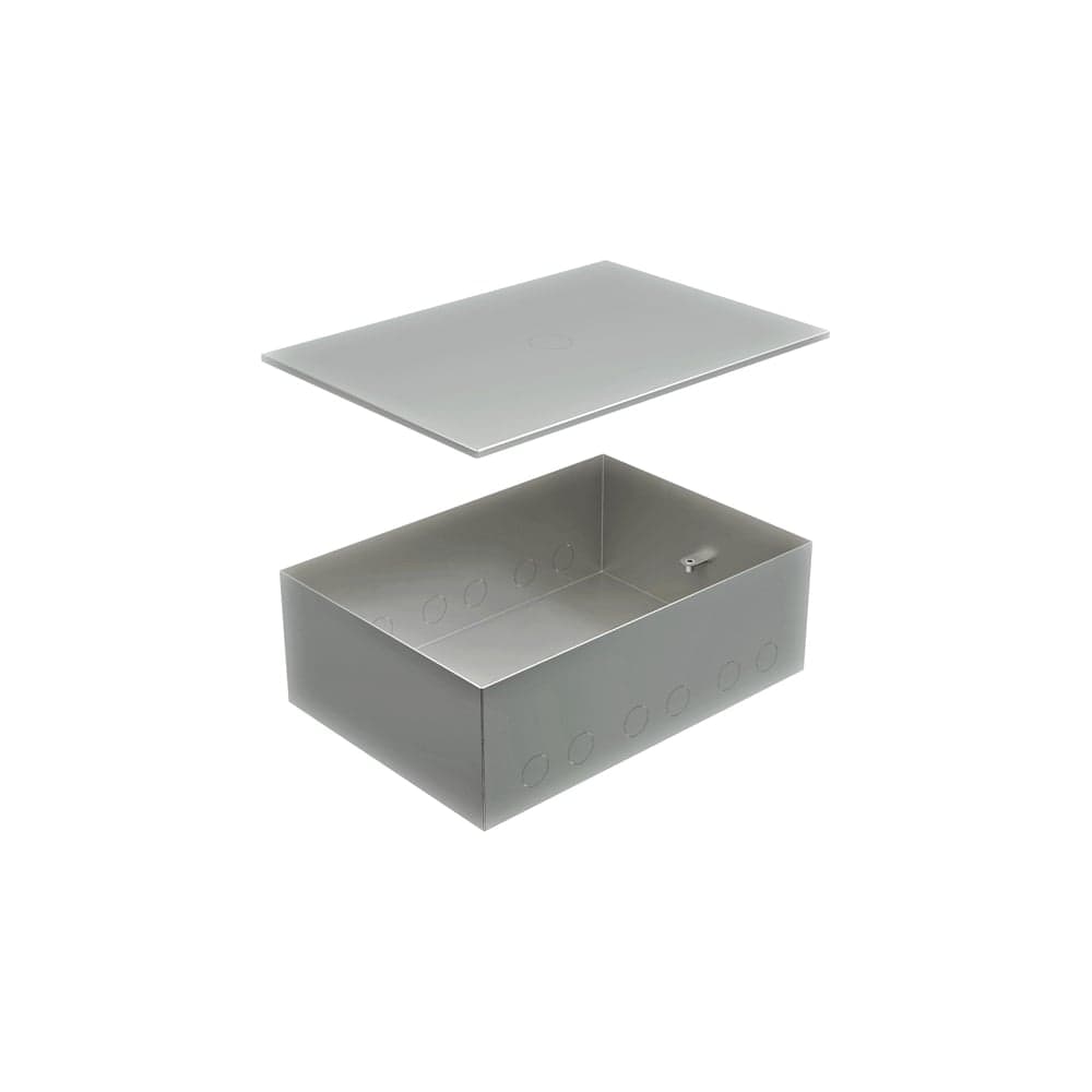 Металлическая коробка Экопласт BOX/8-12 с крышкой для заливки в пол 309x217x105мм, для люков 70083, 70012 70181