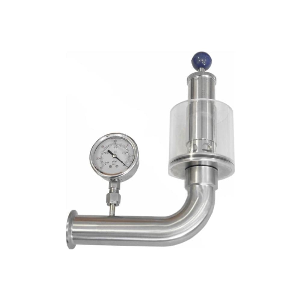 Шпунт-аппарат с манометром (левый) TITAN LOCK до 2,2 бар, под Clamp DN20 нерж. 304 TL20TGMLPG-CL
