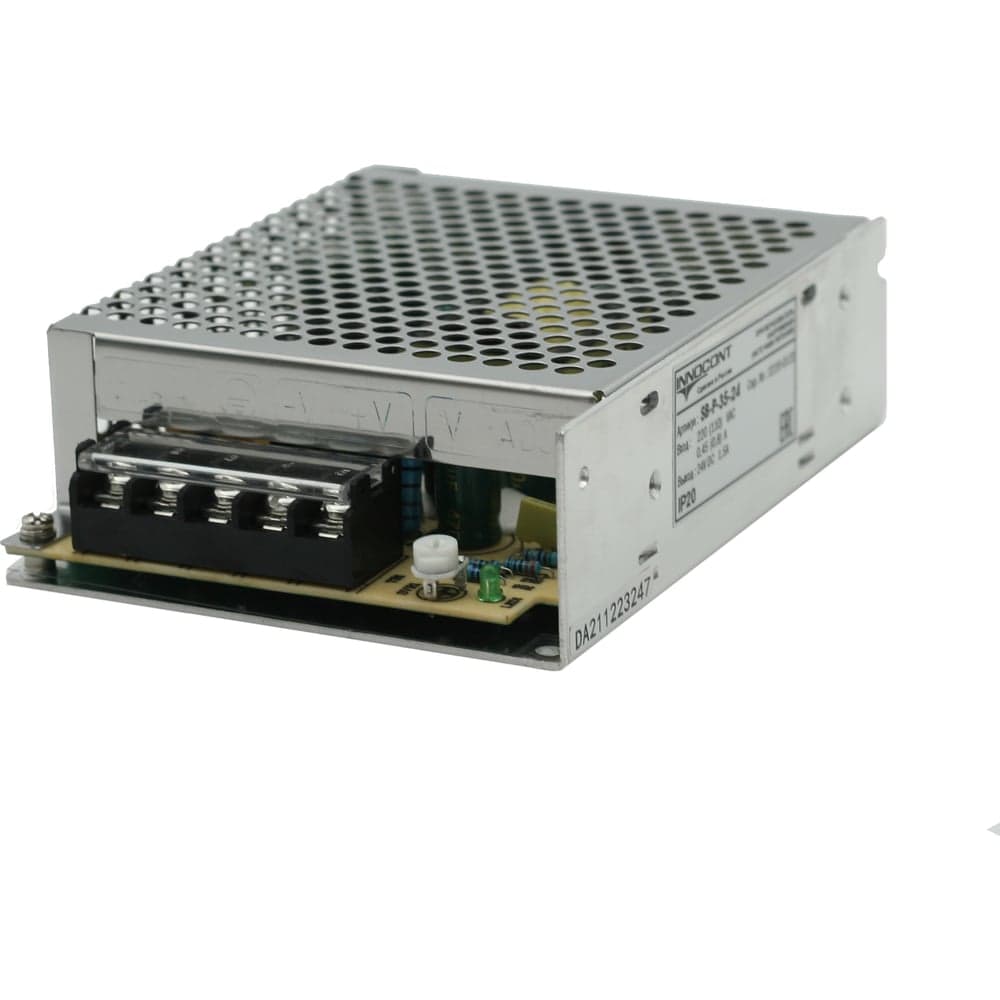 Блок питания INNOCONT -10 +50С, IP20, вход: 220VAC, 0.45А, выход: 35W, 24VDC, 1.5A, типы защиты: КЗ, перегрузка, перенапряжение SB-P-35-24