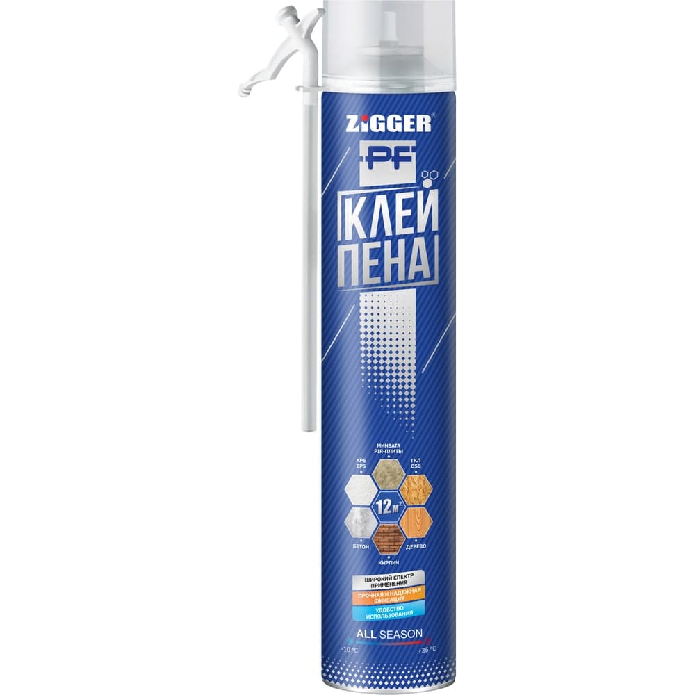Клей-пена бытовая ZIGGER pf всесезонная, 750мл/800гр 01-03-46