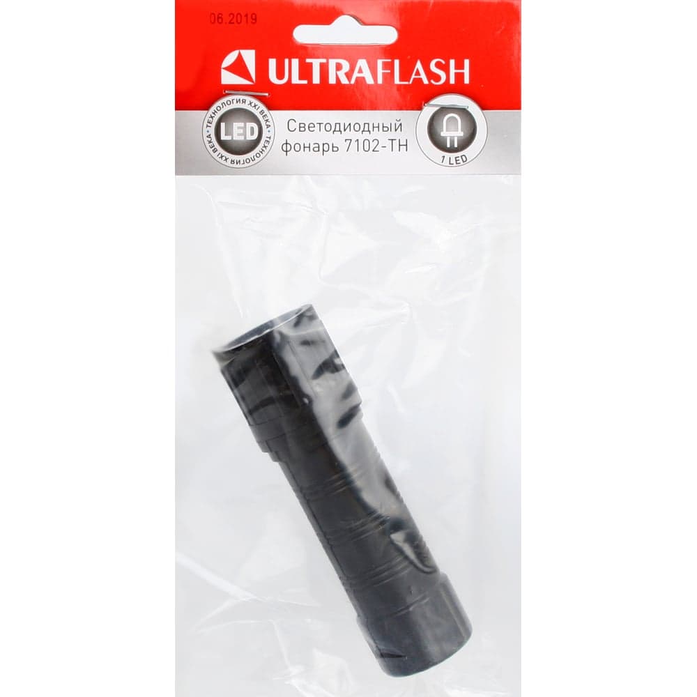 Фонарь Ultraflash 7102-ТН черный, 1LED, 1 режим, 3XR03 11788