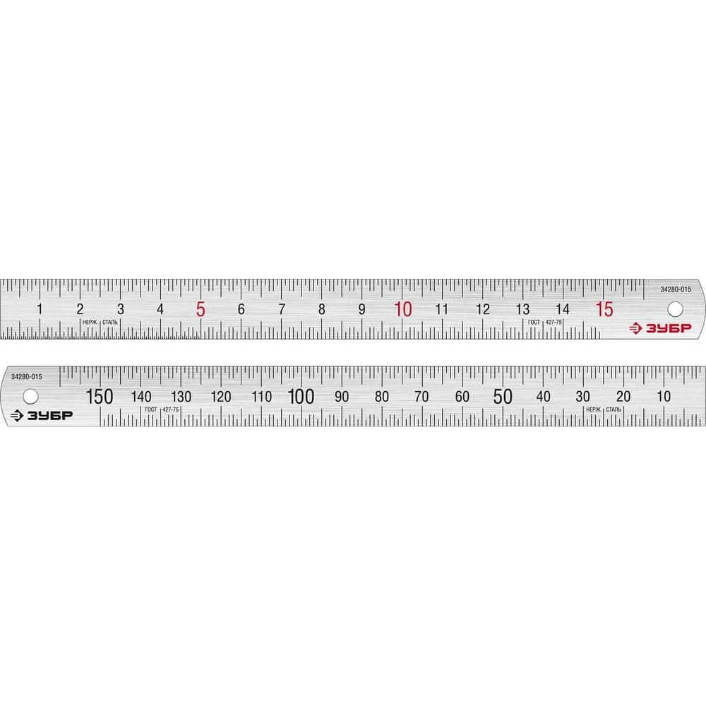 Про-15 Усиленная нержавеющая линейка 0,15 м ЗУБР 34280-015