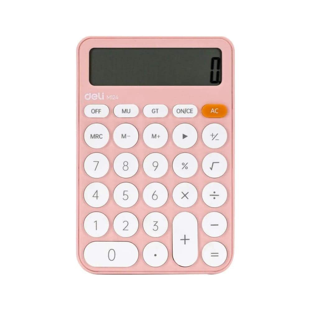 Калькулятор настольный DELI 12-разрядный, розовый, 105x158x28 мм EM124PINK