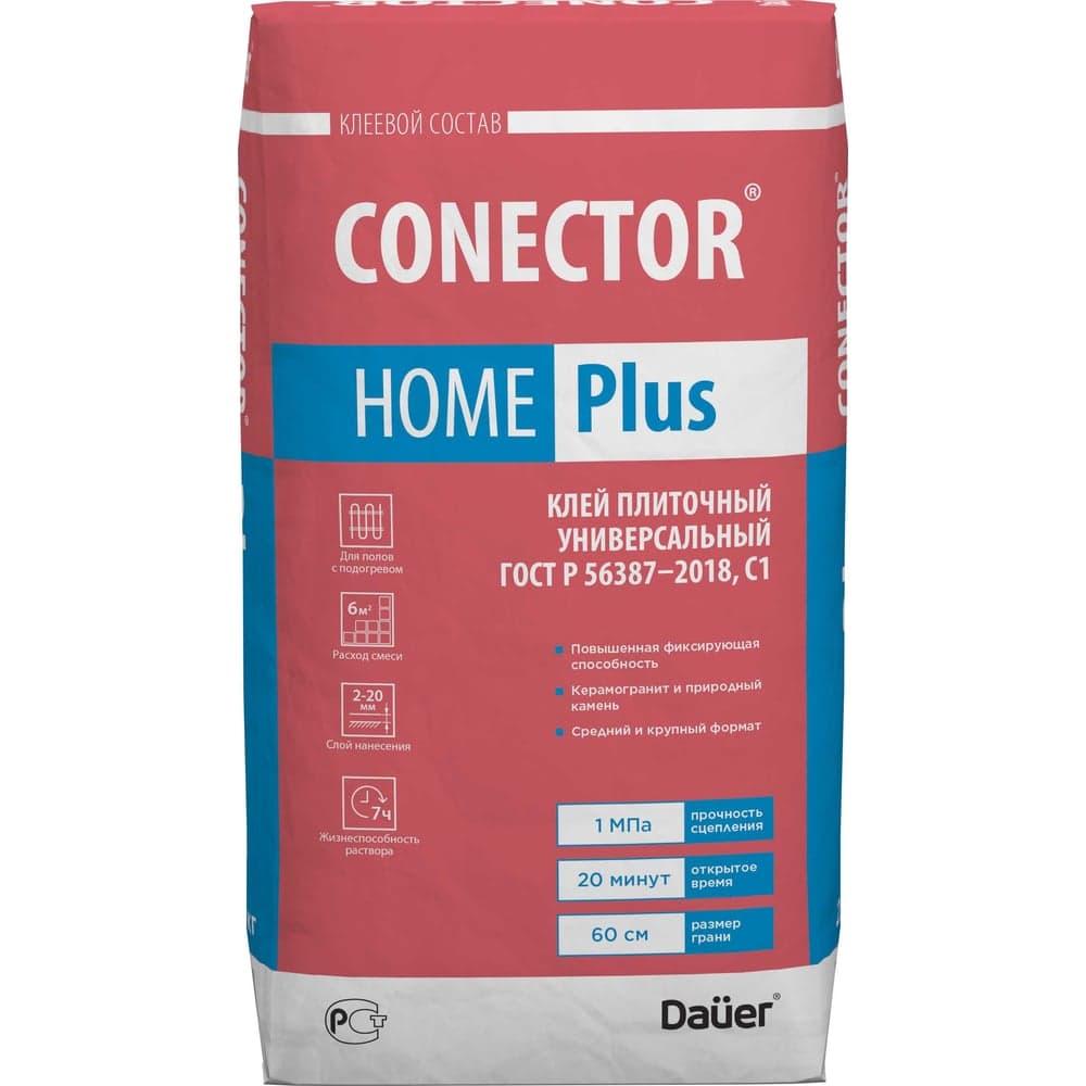 Плиточный универсальный клей Dauer conector home plus 25 кг 31881