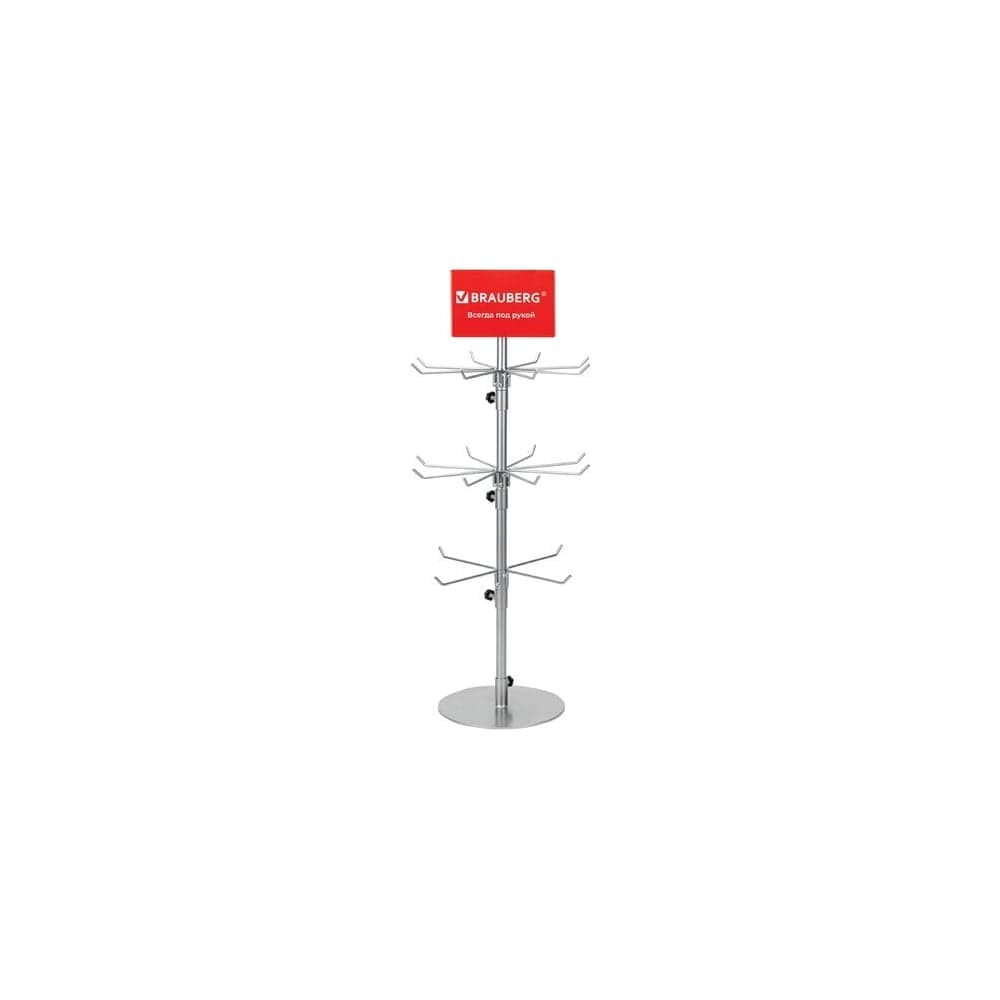 Настольная стойка-вертушка BRAUBERG 68x28 см, 20 крючков, 3 вращающихся ряда 505911