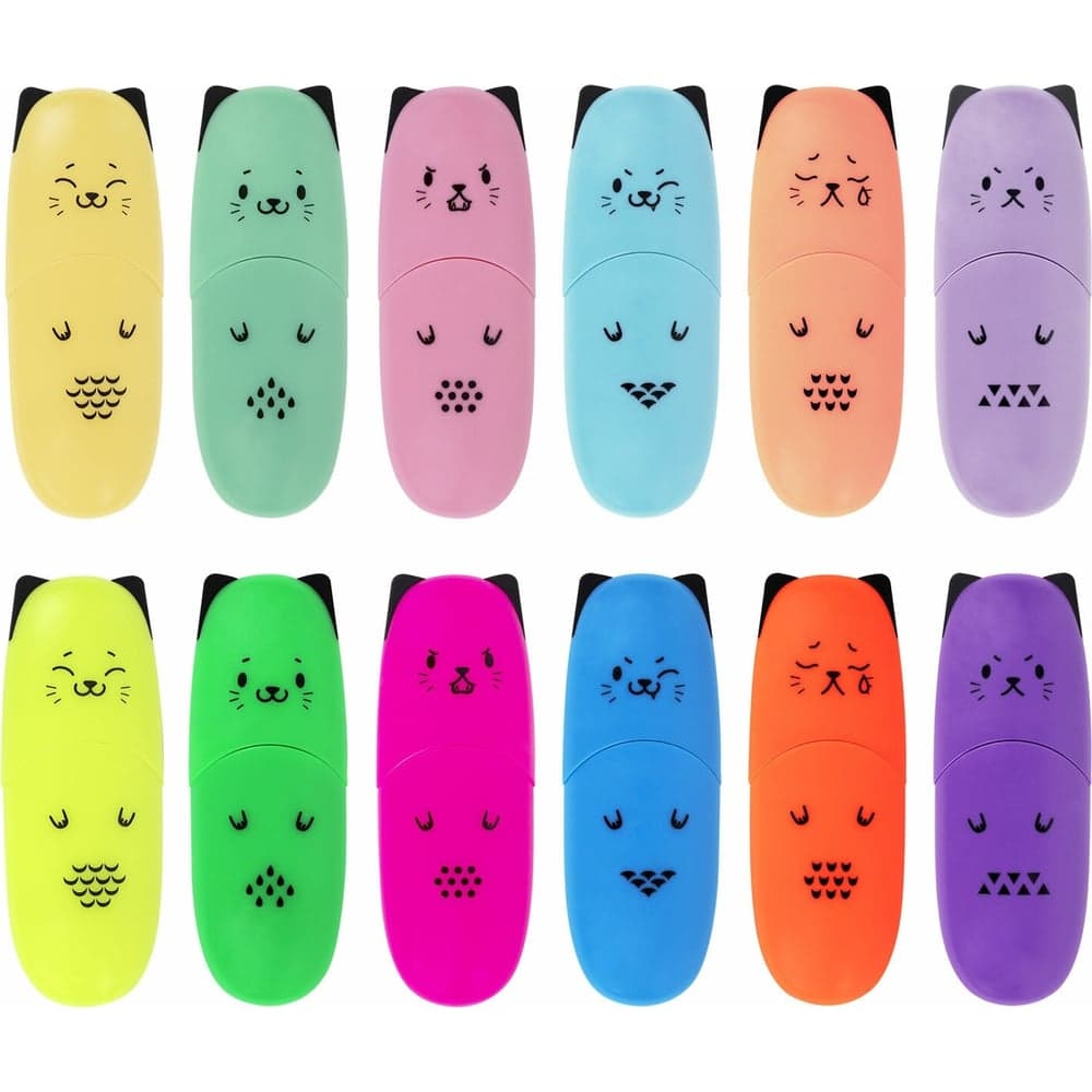 Набор текстовыделителей BRAUBERG Kids Cute Cats мини 12 цветов, линия 1-5 мм 152437
