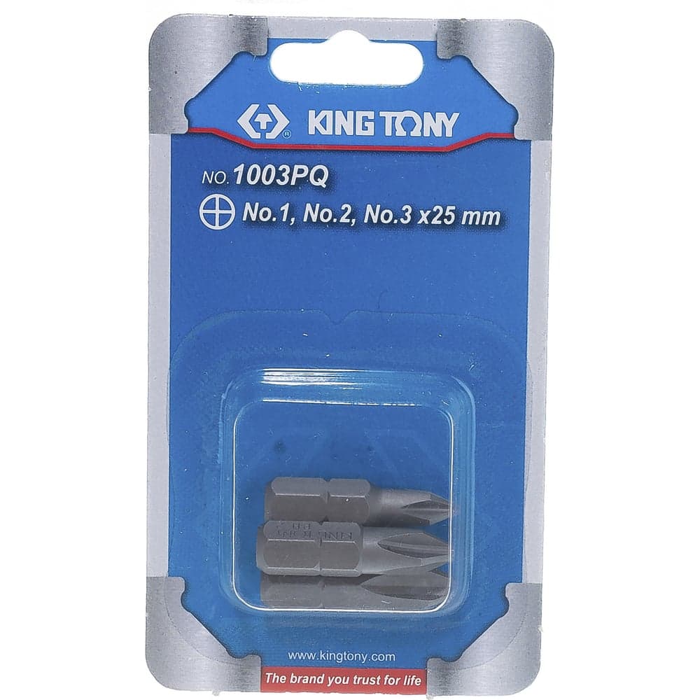 Набор вставок (бит) 1/4", крестовые, №1, №2, №3, 3шт KING TONY 1003PQ