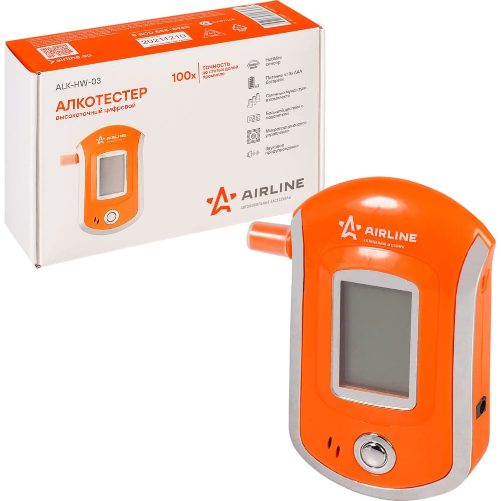 Алкотестер Airline с Hot Wire сенсором, большой ЖК дисплей ALK-HW-03