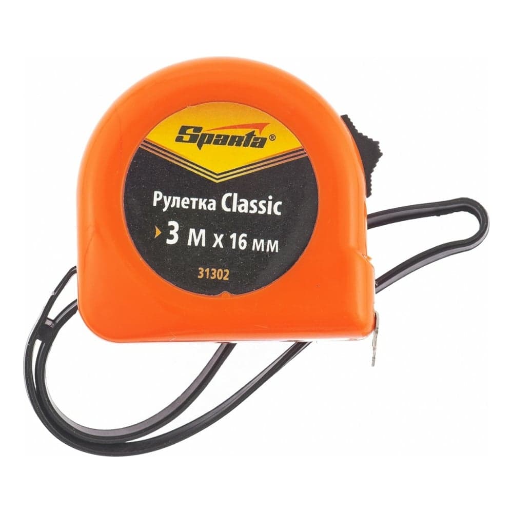 Рулетка SPARTA Classic 3 м, 16 мм, пластиковый корпус 31302