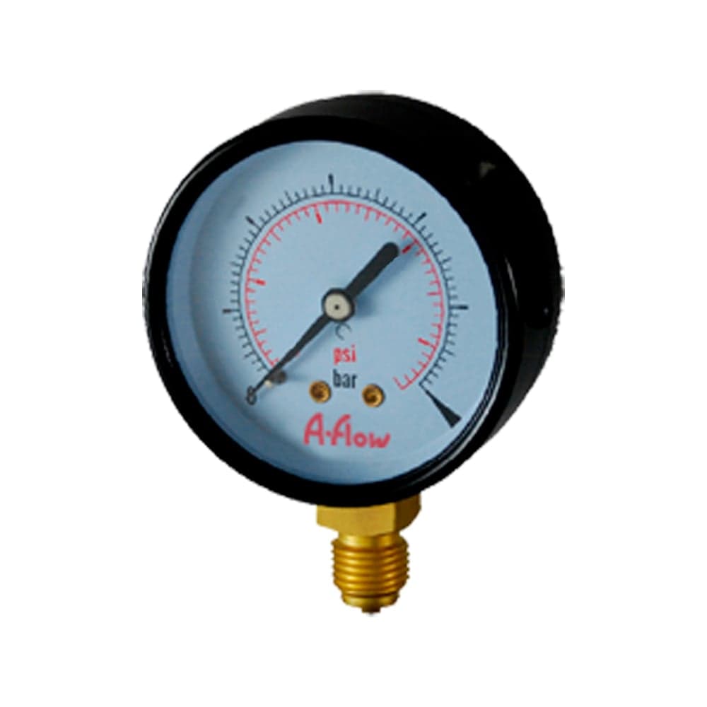 Манометр от 0 до 40 бар из углеродистой стали, D63 мм, NPT 1/4", штуцер снизу A-Flow G10-C-4N-63A-40bar