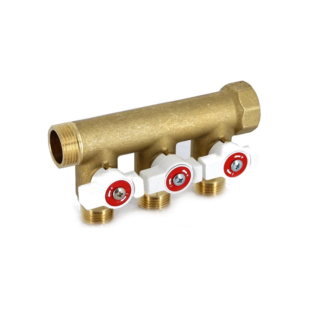 Коллектор НВ 3/4 3х1/2 Н 40мм с кранами Uni-Fitt 420G3230