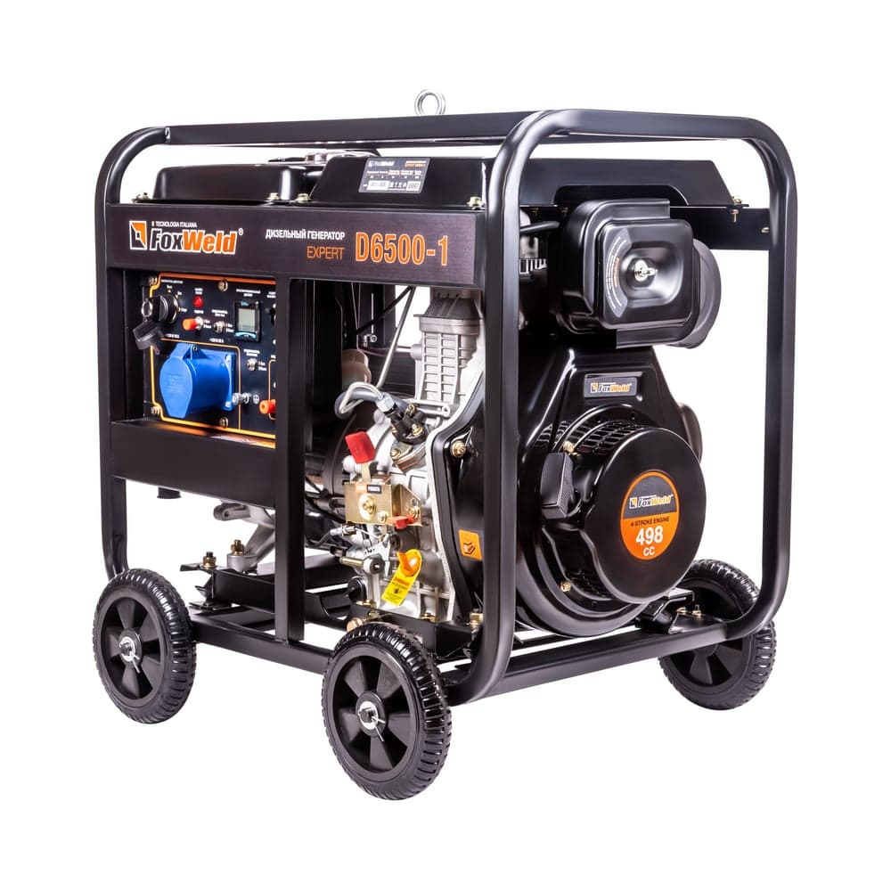 Дизельный генератор Foxweld expert d6500-1, 6.0-6.5 квт, 1ф, розетки 1x16А + 1x32А, ппп, мфд 3в1 8897