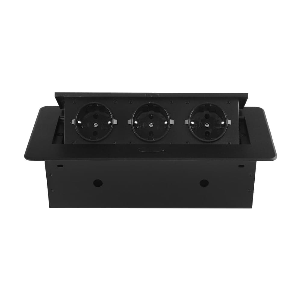 Розетка горизонтальная выдвижная ROCKETSOCKET 3 euro 16a, проводка, цвет черный SHS017-B