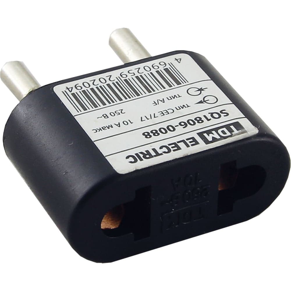 Плоский переходник, тип CEE 7/17 - тип А/F, 10А, макс. 250В, черный TDM ELECTRIC SQ1806-0088