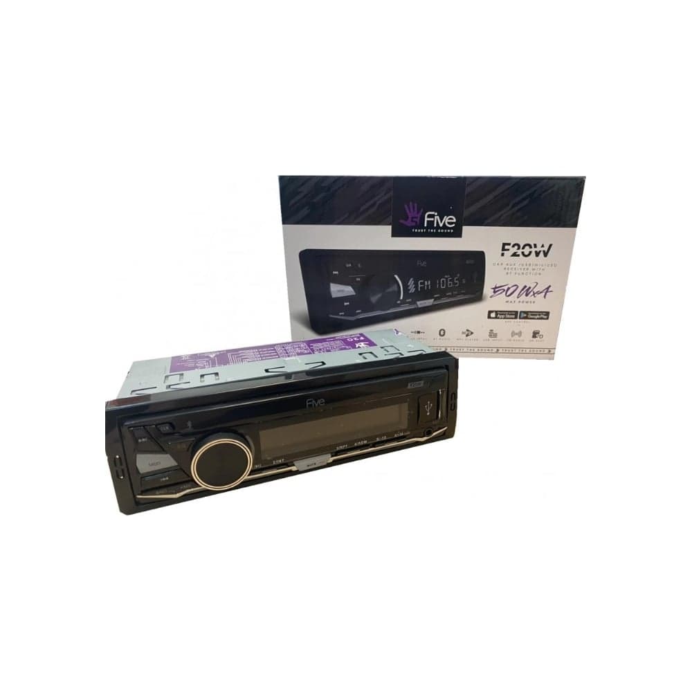 Автомагнитола FIVE 1 din, белая, Bluetooth, USB, AUX, SD, FM, 4х50 F20W