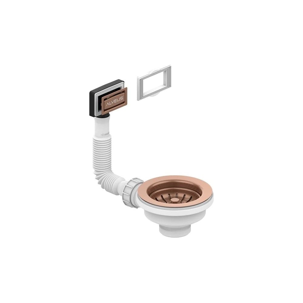 Выпуск для мойки ALVEUS 114 copper с рамкой и заглушкой (гофра) 1144842
