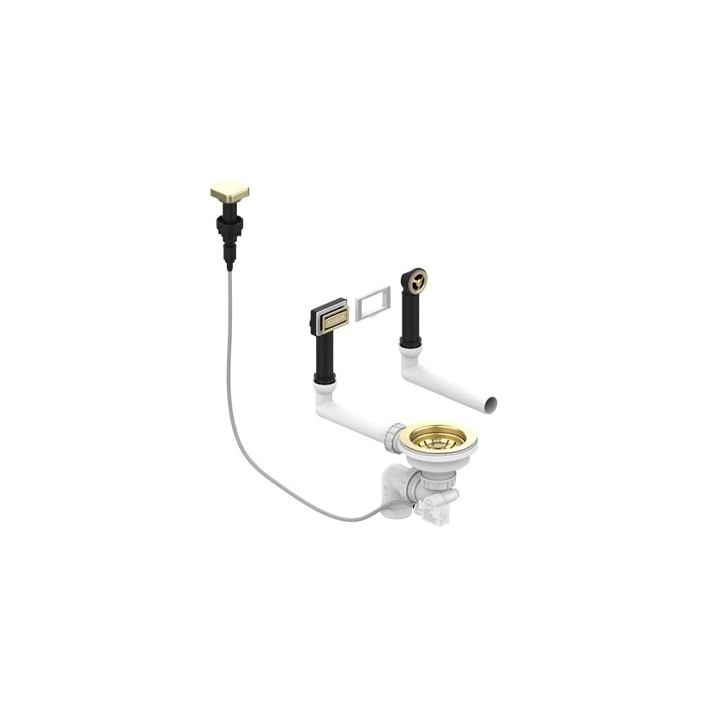 Выпуск для мойки с вертикальным переливом ALVEUS pop up gold с рамкой и заглушкой 1144850